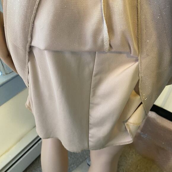 FirstKiss Y2K Dress Sz M Babydoll Fairy Metallic Gold Mini Spaghetti Strap Bow - Picture 9 of 9